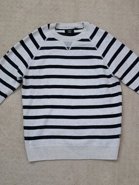 Striped Crewneck Sweatshirt - Navy & Light Gray